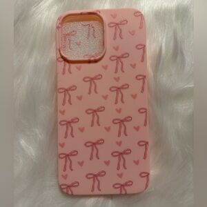 Pink Bow Pattern Silicone Phone Case for iPhone 14 Promax